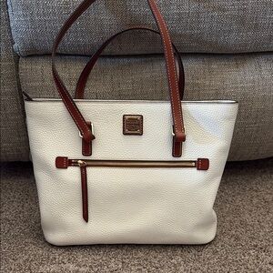 Dooney & Bourke White and Brown Leather Tote